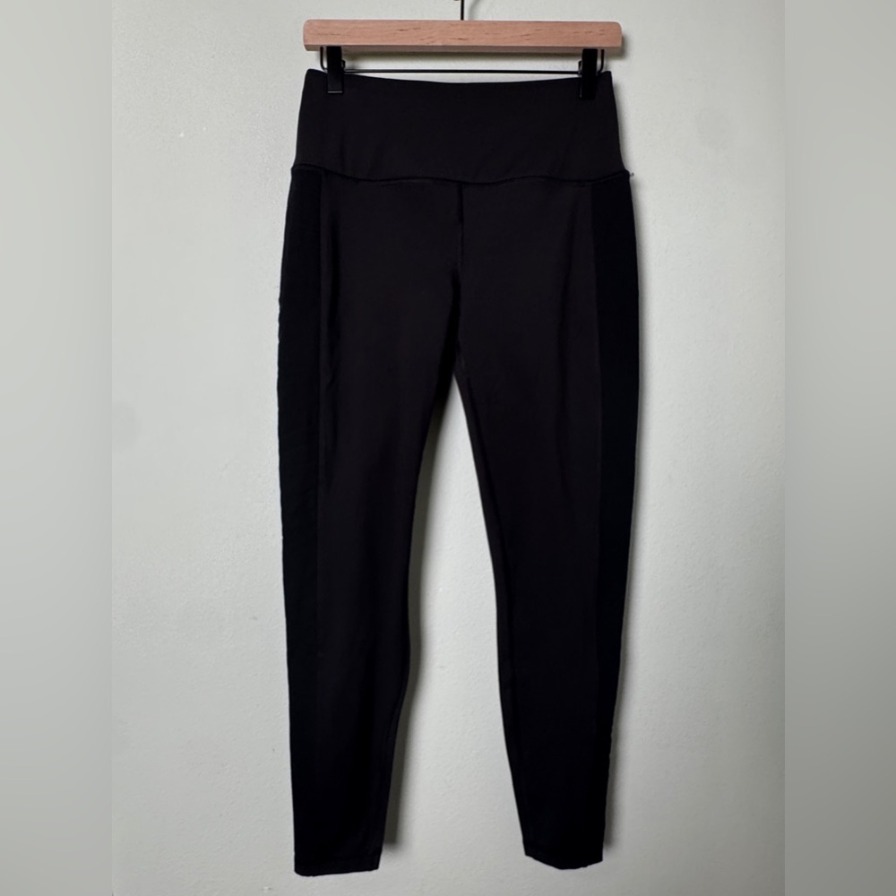 Spyder Fleeced Lined Full Length Black‎ Leggings Quilted Side Detail Size Medium